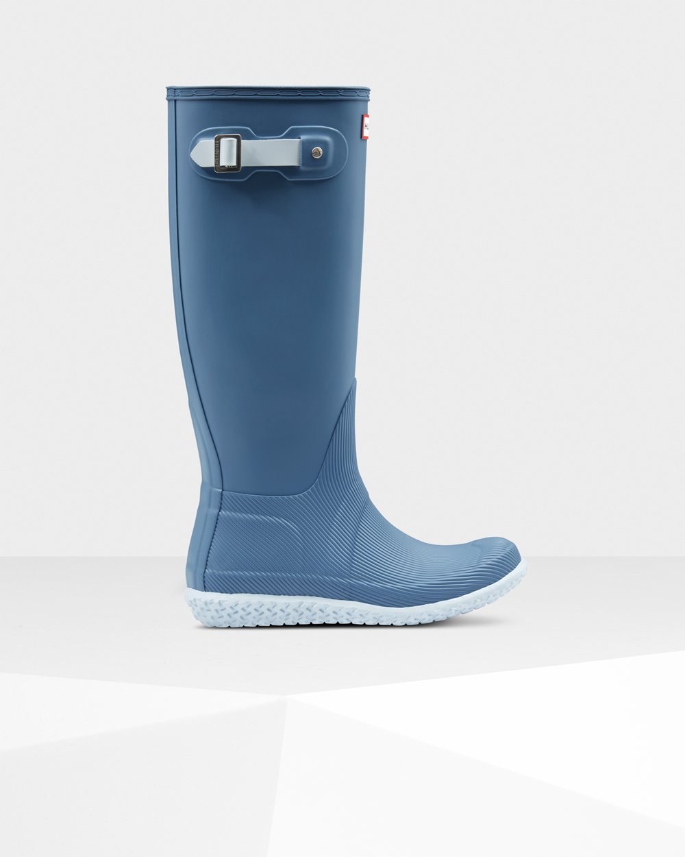 Women Hunter Original Flat Heel Calendar Sole | Tall Rain Boots Blue/Grey | NZ-57132-EPWN